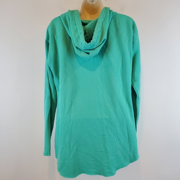 Victorias Secret LOVE Pink Mint Green Hoodie Size S Womens Drawstring Raw Hem - Picture 3 of 7